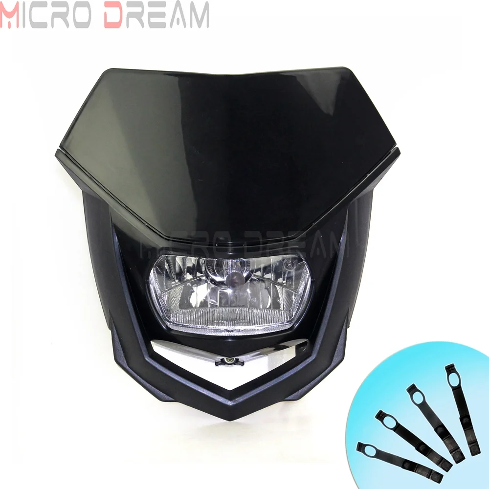 13 Colors Universal 12V H4 Headlight Fairing Motocross Enduro Supermoto Dirt Bike Head Light Mask For Honda Yamaha Kawasaki