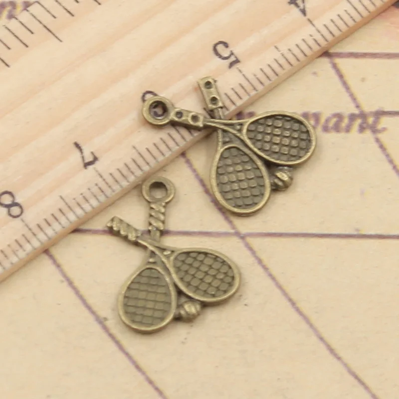 20pcs Charms Tennis Racket 18x14mm Antique Bronze Silver Color Pendants Making DIY Handmade Jewelry Factory Wholesale