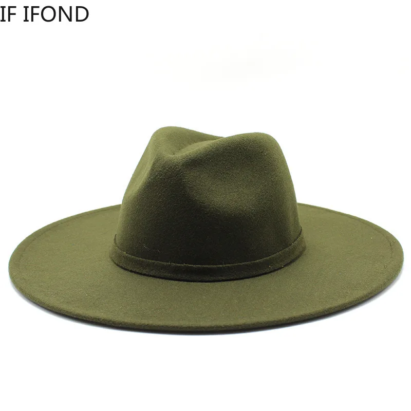 Cappello Fedora in lana imitazione tesa larga da donna da uomo da 9,5 cm stile britannico inverno gentiluomo elegante signora cappelli da chiesa jazz