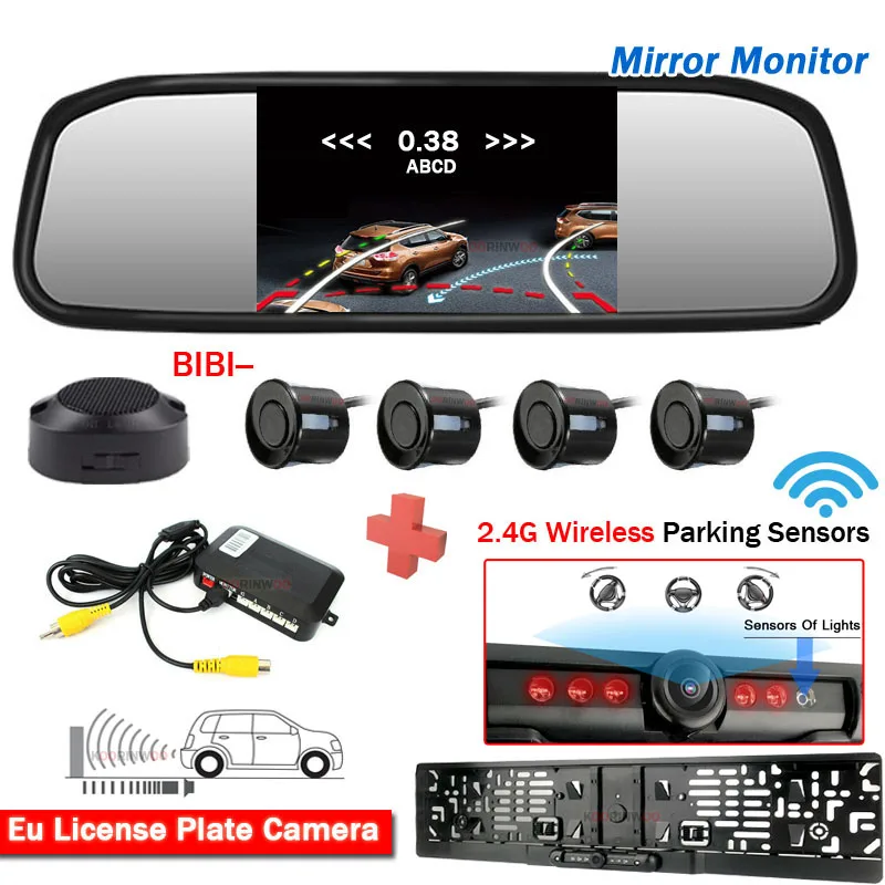 

Koorinwoo Wireless EU Plate Intelligent System For Car Parking Sensors 4 Radar Detector Rear view camera Night Vision Parktronic