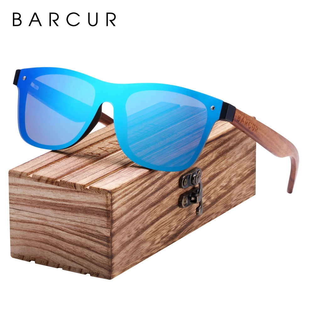 

BARCUR Rimless Polarized Wood Glasses Men Square Frame UV400 Sun glasses Women Sunglasses Male oculos de sol feminino