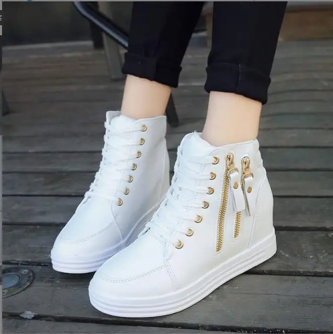 

Women's shoes PU Leather White Boots Winter Ankle Boots Fashion Lace Up Nature Wool Keep Warm Women Boots High gang casual boots