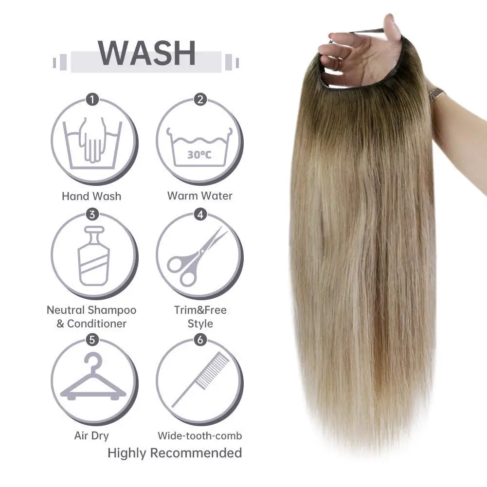 Clip de media peluca con brillo completo en una pieza, extensiones de peluca con parte en U, Color degradado, 100% máquina, cabello Remy,
