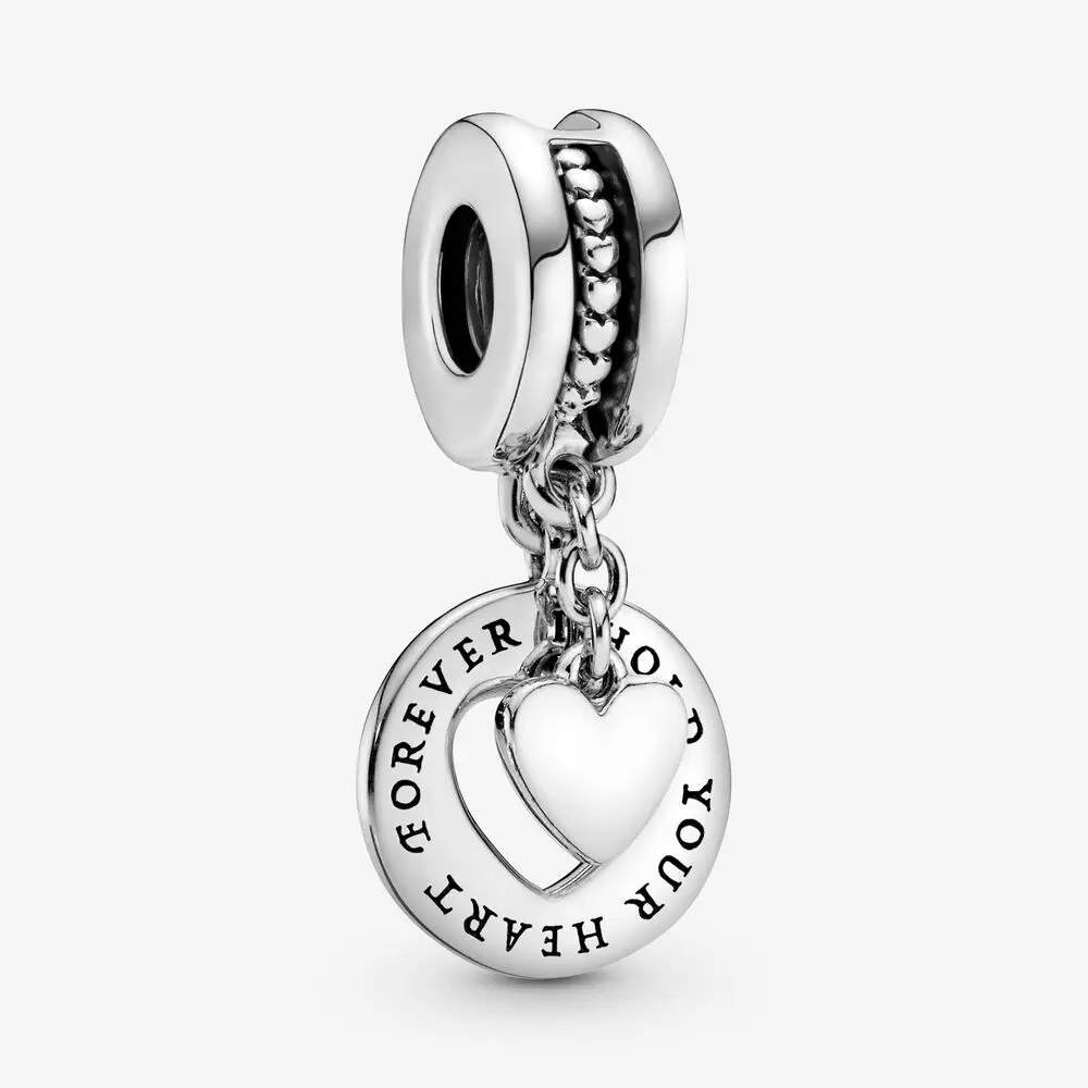 

Fits Pandora Bracelet 925 Sterling Silver I Hold Your Heart Forever Split Dangle Charm Metal Beads for Wome DIY Jewelry Gift