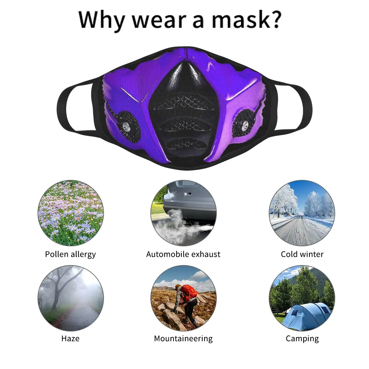 Purple For The Kombat Reusable Mouth Face Mask Mortal Kombat Anti Haze Dustproof Mask Protection Mask Respirator Mouth Muffle