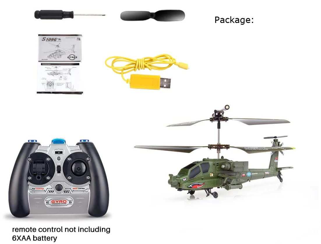 Syma S109G RC Helicopter 3.5 Channel Remote Control Helicopter with Gyro RTF for Children Beginners Indoor