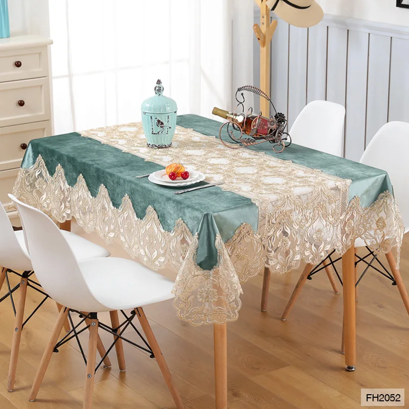 Luxury Velvet Lace Embroidered Table Cloth Home Decor Table Runner Table Cover Round Rectangle Lace Tablecloth 150x250cm