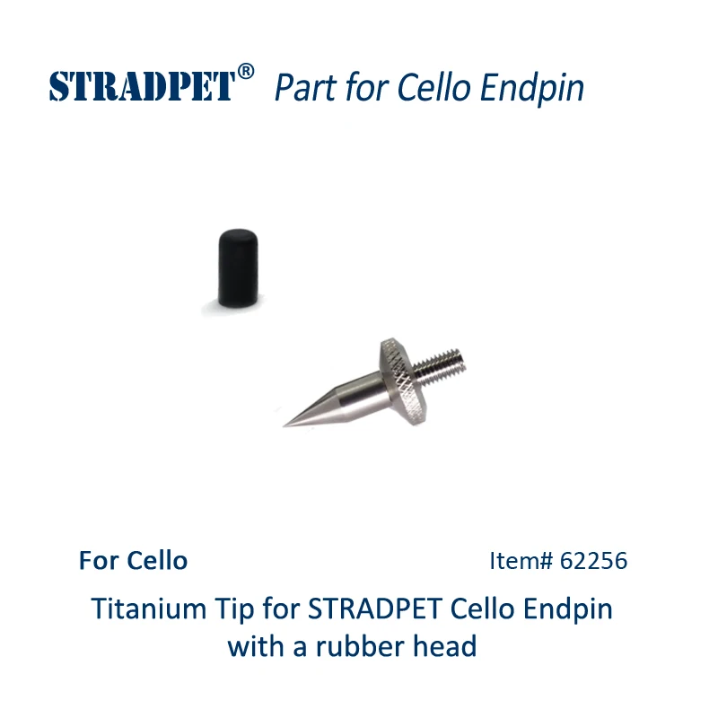 STRADPET Titanium Lock Cylinder or Titanium Tip for Cello Endpin, with a Rubber Head, Replacement Part for Stradpet Cello Endpin