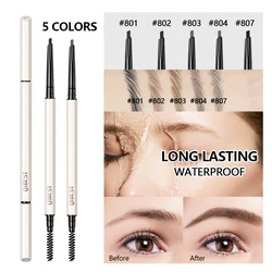 QIBEST Ultra Fine Triangle Eyebrow Pencil Precise Brow Definer Long Lasting Waterproof Blonde Brown Eye Brow Makeup 5 Colors