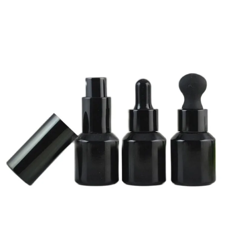 

15ML Black Glass Lotion Botle Empty DIY Spray Refillable Bottle High Class Essential Oil Container Dropper Bottle 30pcs/lot