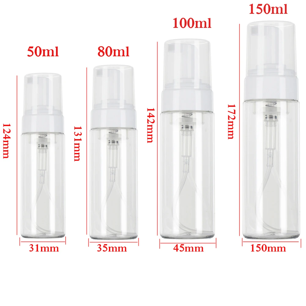 50/80/100/150ML Plastic Soap Dispenser Clear Foaming Bottle Liquid Pump Container Hand Sanitizer Shampoo Shower Gel Container