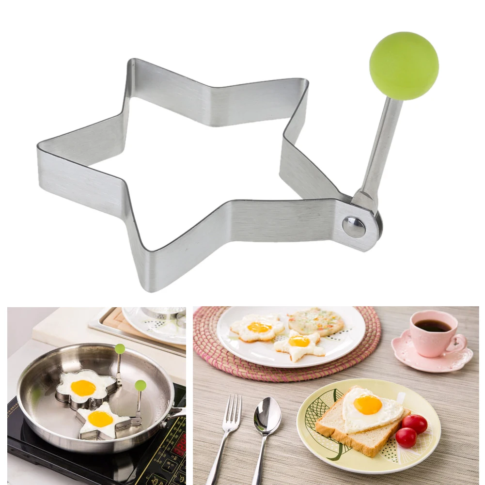 3 Style Stainless Steel Fried Egg Shaper egg Pancake Ring Mould Mold Kitchen Cooking Tools Stainless Steel Love Round Star Molds