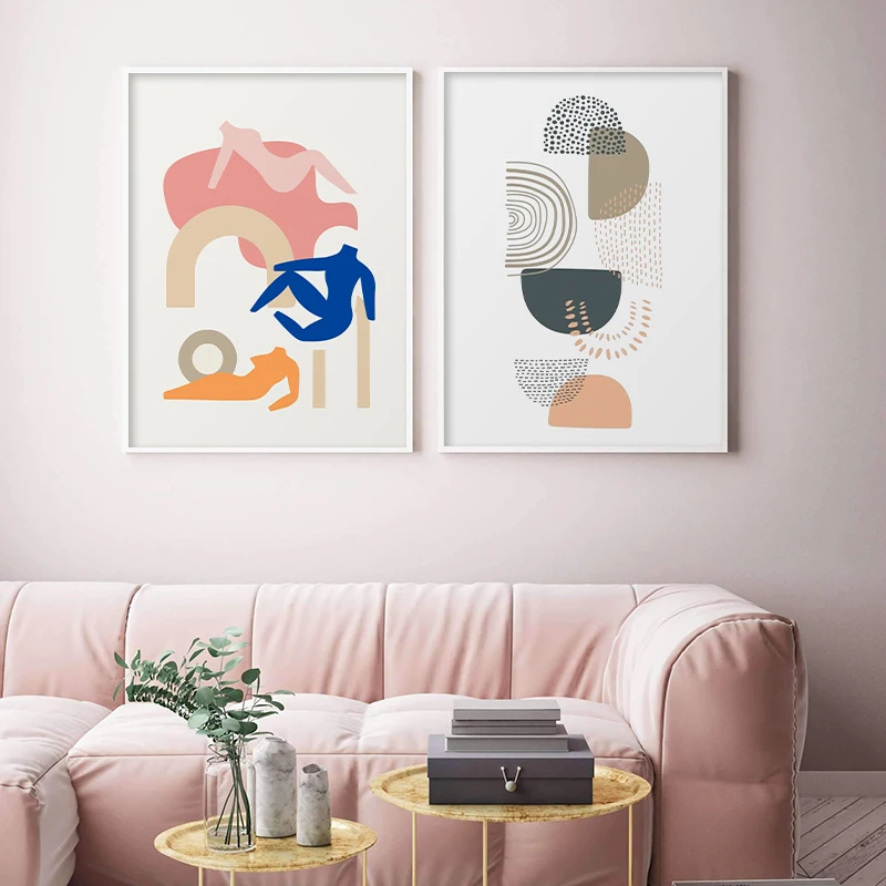 Trendy Abstract Geometric Canvas Painting Interior Wall Art Poster and Print Figure Body Picture for Living Room Home Decoration