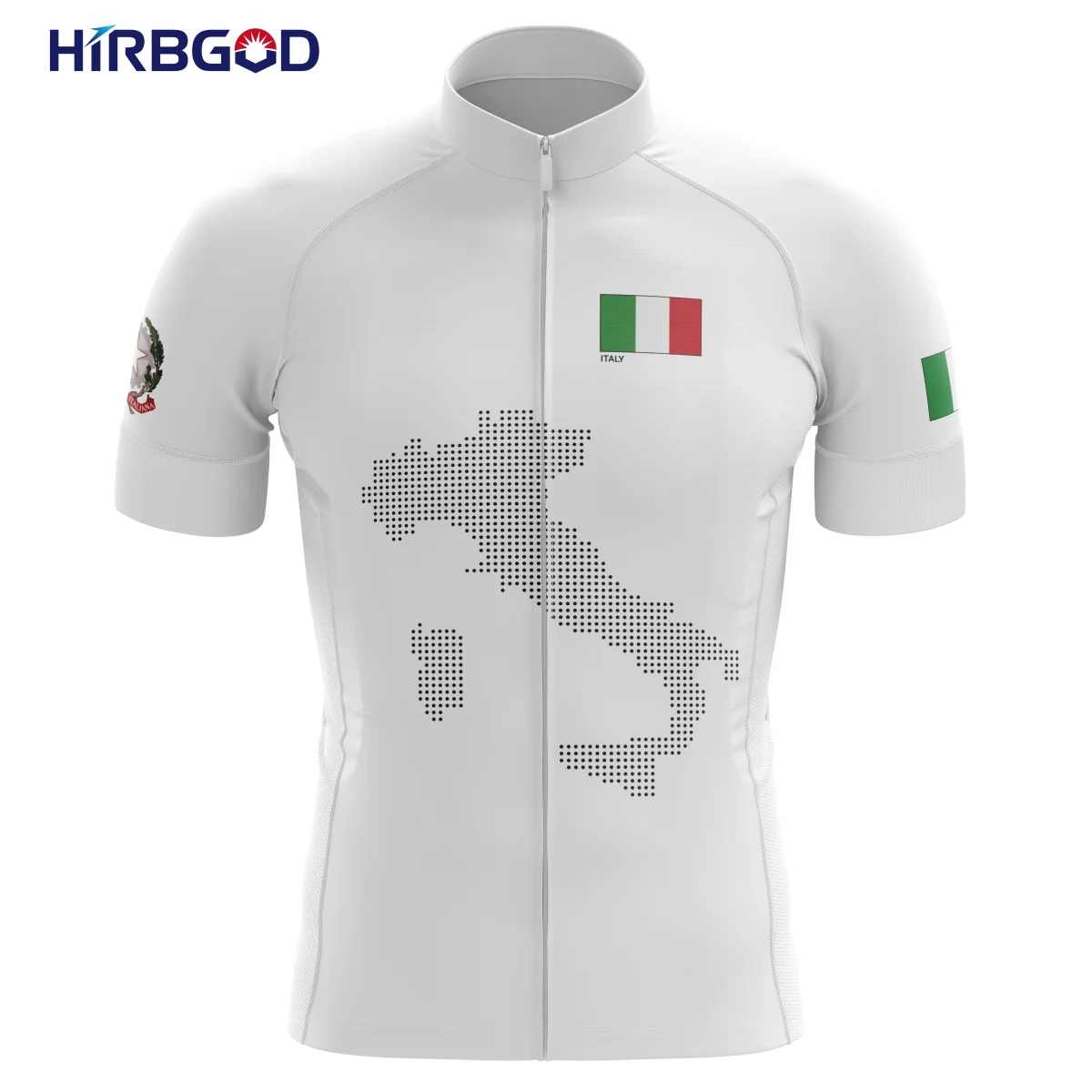 HIRBGOD Breathable Lightweight Maillot Ciclismo Men's White Bike Jersey for Italy Map Outline Riding Shirt Full Zipper,TYZ670-01