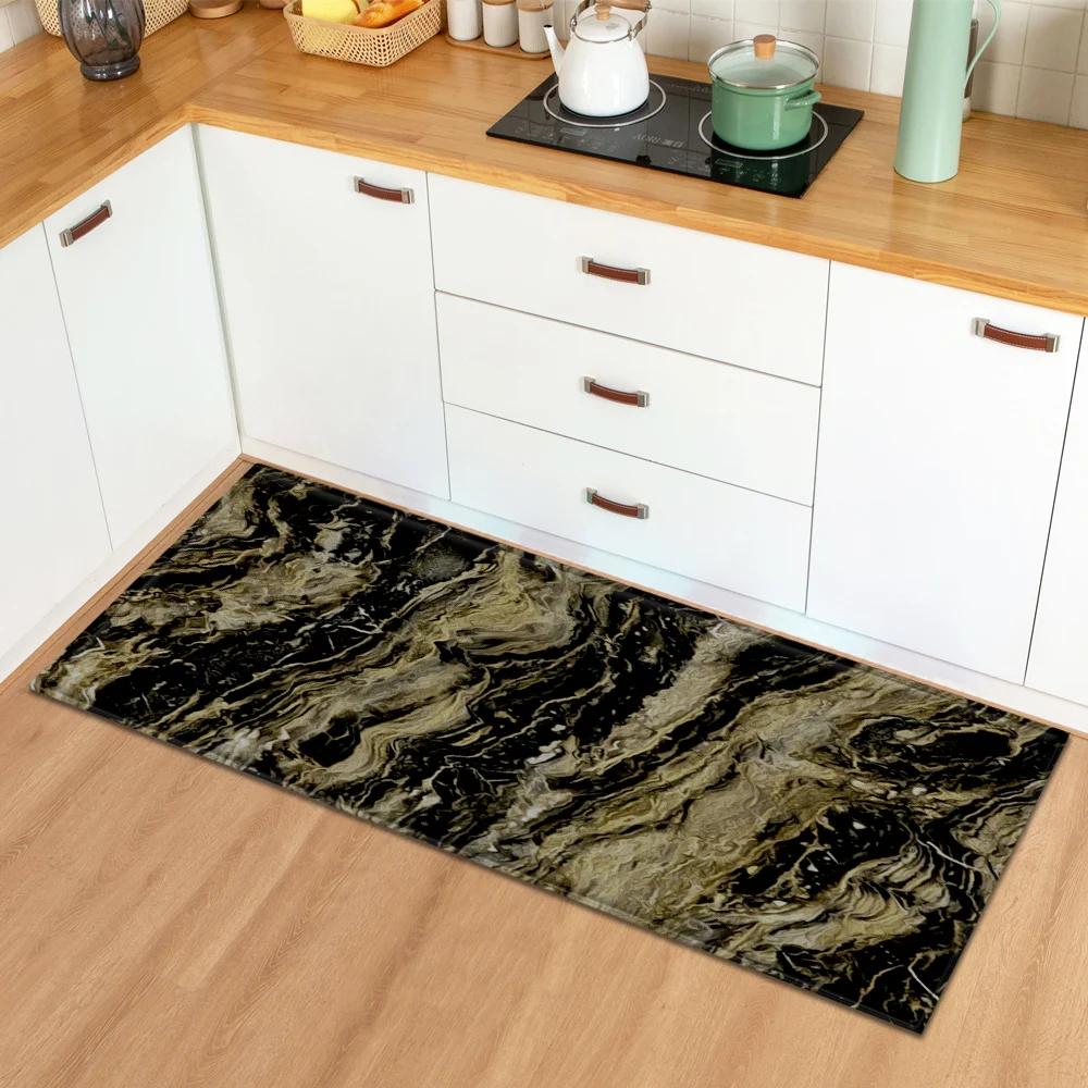 Marble 3D Wood Grain Pattern Bedroom Hallway Anti-Slip Rug Kitchen Carpet Absorbent Mat Doormat for Entrance Door Long floor mat