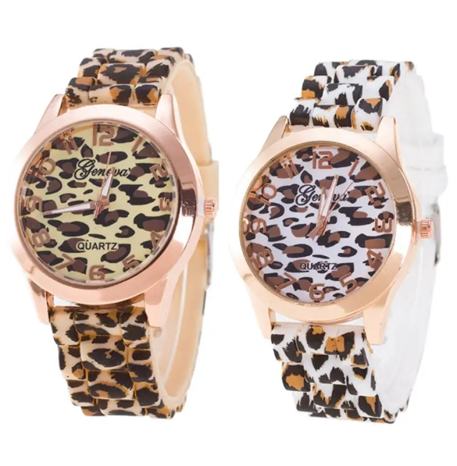 2022 damen Uhren Frauen Casual Uhren Mode Leopard Uhren Frauen Genf Silikon Band Quarz Armbanduhren Dropshipping