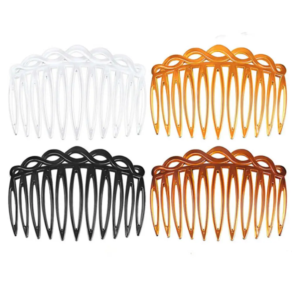 1pcs Plastic Side Hair Twist Comb French Twist Comb Hair Clips with Teeth for Fine Hair Accessories Women Girls, 4 Colors