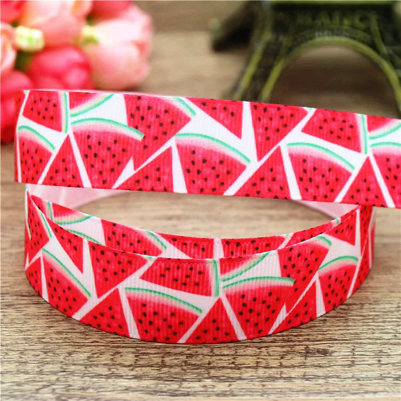 DHK 7/8 ''5 Thước Dưa Hấu Dứa In Hình Grosgrain Ruy Băng Phụ Kiện Hairbow Mũ Đợi Đầu Đa Năng DIY Trang Trí 22Mm E1231