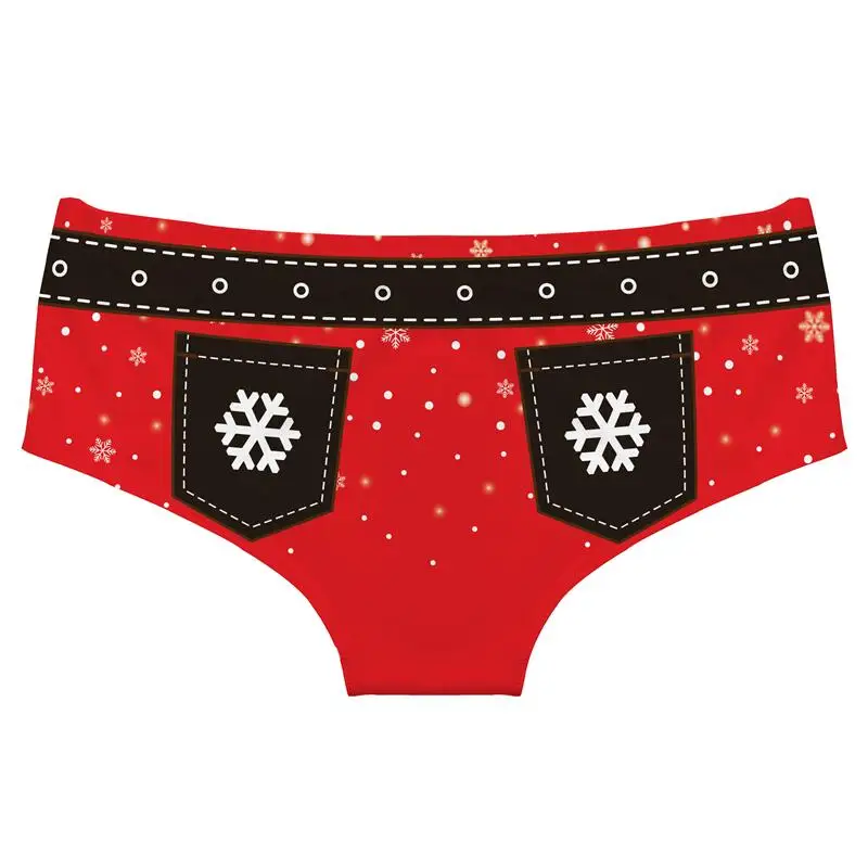 Original Cute Christmas Cartoon Printing Women\'s Lingerie Comfortable Cotton Panties Sexy Low-waist Female Briefs Tanga