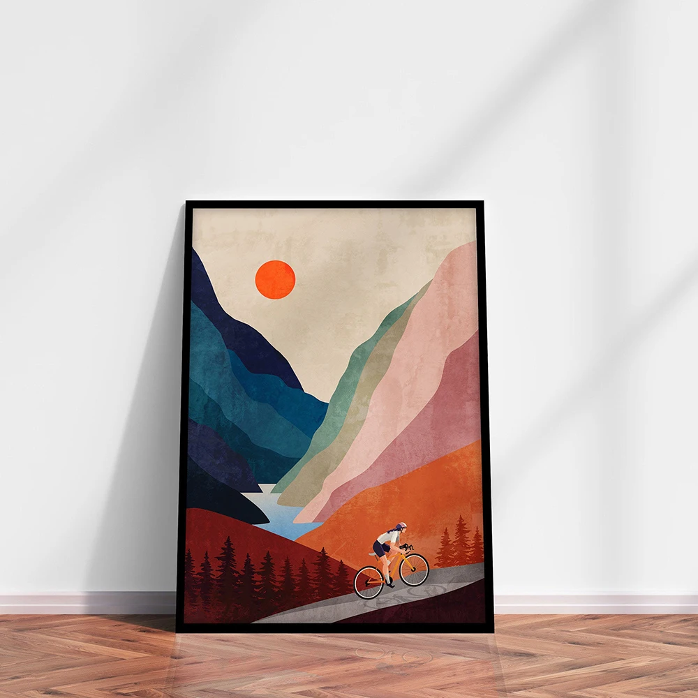 Bicycle Art Cycling Ascending In Mountains Canvas Painting Motivational Wall Pictures Bike Print And Poster Gift Kids Room Decor