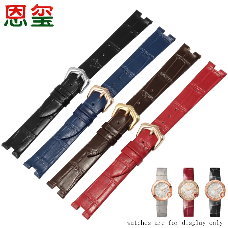 

Genuine Leather 16x5mm Concave Interface Lady's Bracelet Replace Belt For WGBL005 Series Cow Leather Watch Chain Red Brown