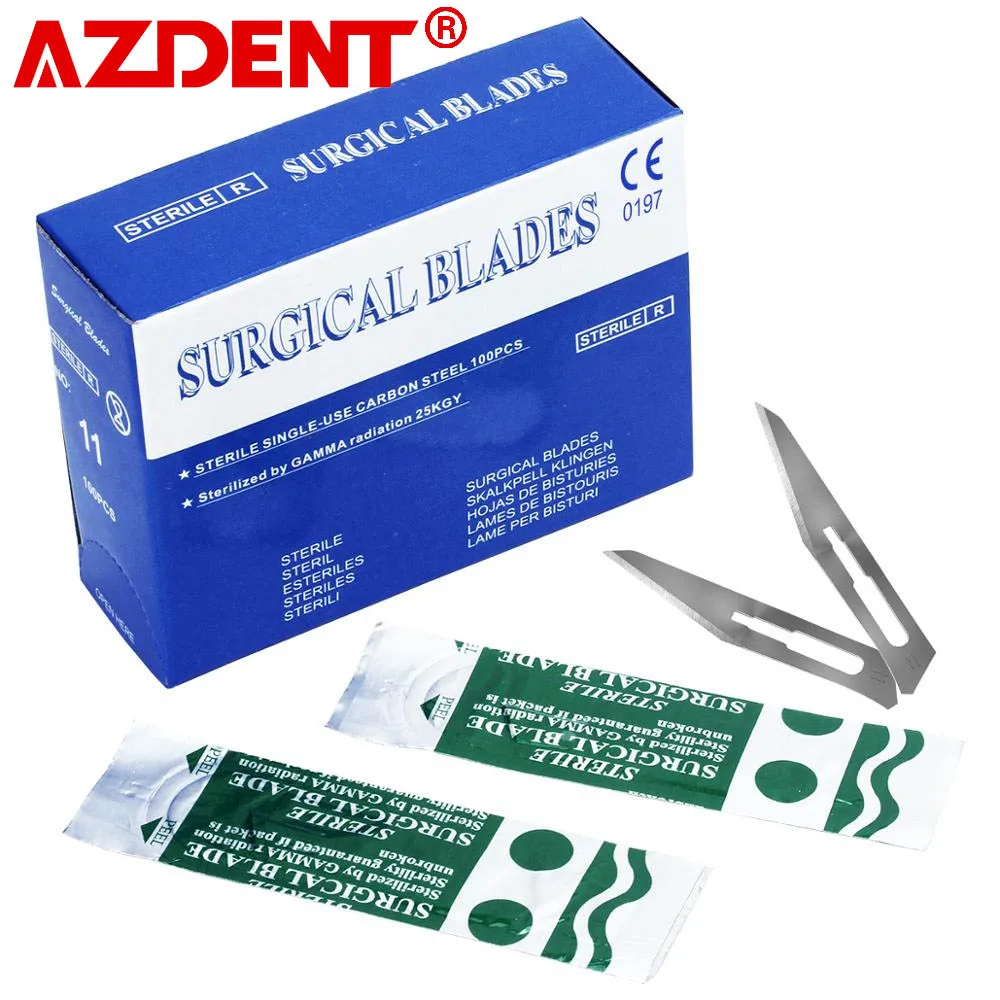 100Pcs/Box Dental Surgical Scalpel Sterilized Blades Scalpel Blades + 1PC Medical Dental Surgical Scalpel Blade