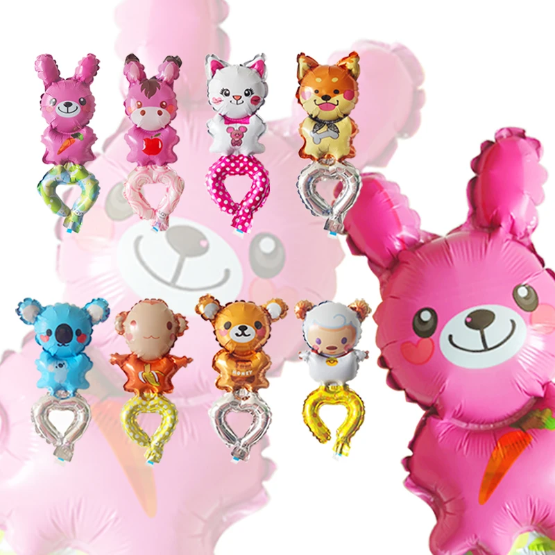 20Pcs Cartoon Animals Bracelet Foil Balloons Rabbit Koala Sheep Decorating hand Balloon Kids Toys Brithday Party Supplies Globos