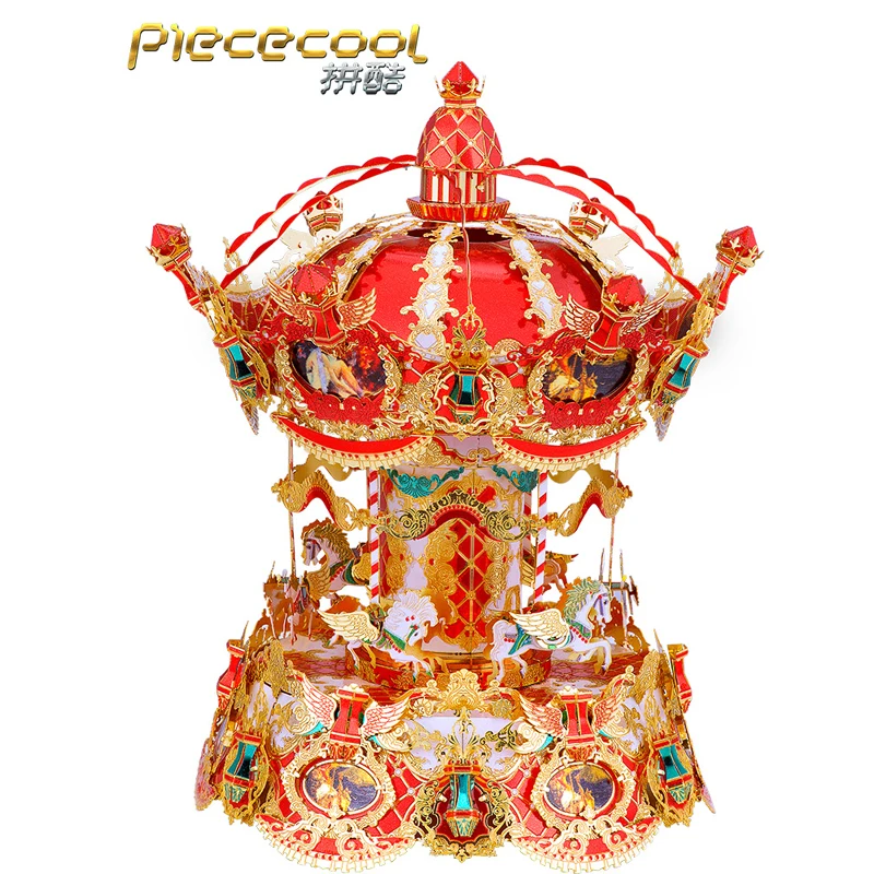 

Piececool MERRY GO AROUND Music Box Model kits 3D laser cutting Jigsaw puzzle DIY Metal model Kids Educational Puzzles Toys