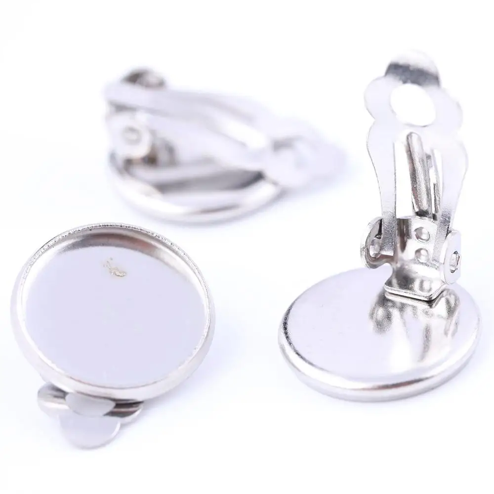 20 sztuk klip na kolczyk blanks 10mm 12mm 14mm cabochon baza ustawienie ramki diy bez pierecing kolczyki elementy do wyrobu biżuterii
