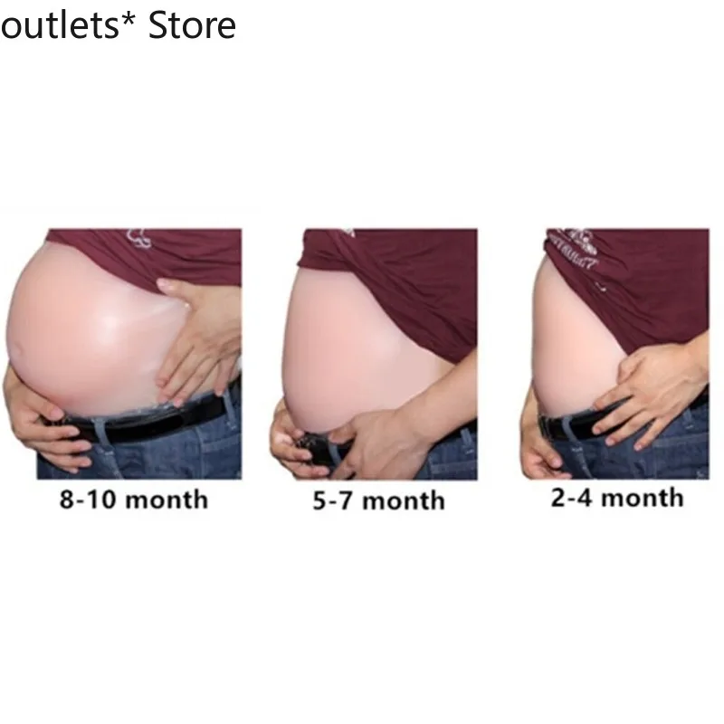 Women Fashion 4 Size Silicone Fake Belly Artificial Fake Pregnancy Baby Tummy Pregnant Bump Bodysuit Body Shapers Handmade Gifts