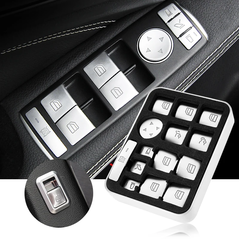 Autocollants De Protection Pour Boutons Mercedes Classe E, C, A, B - Cache-rayures, Noir Mat - Intérieur Voiture - 8