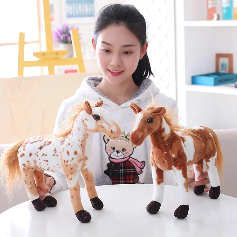 30-90cm 4 Styles Simulation Horse Plush Toy Stuffed Lifelike Animal Doll Baby Kids Gift Home Shop Decor Triver High Quality Toy