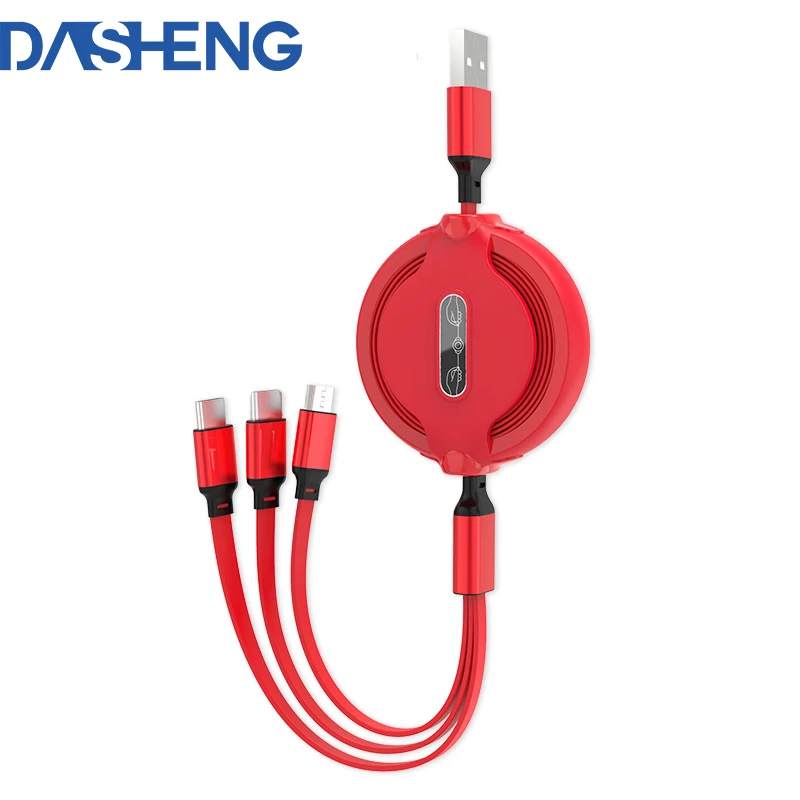 

3 in 1 Micro USB Retractable Cable for iPhone X 8 7 6 Type C 8 Pin Cross Design 110cm for Xiaomi Huawei