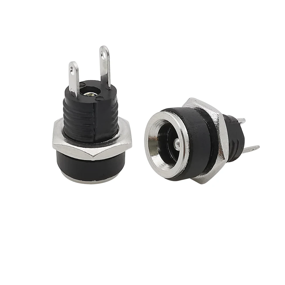 5.5x2.1mm DC Power Male Female Socket Adapter 12V 5.5*2.1mm DC Power Supply Plug Jack Screw Nut Panel Mount Connector 10/5/1Pair