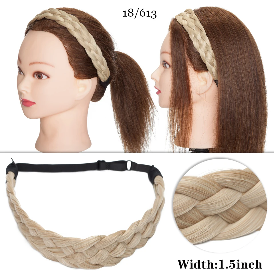 HAIRRO 10‘’ Synthetic Bohemian Ombre Color Plait Headband Adjustable Twist Elastic Hair Bands Braid Hair Accessories For Women