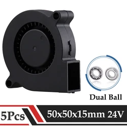 Gdtime-ventilador com dois rolamentos de esferas, radiador sem escova, acessórios para impressoras 3d, 24v, 50x50x15mm, 5 peças