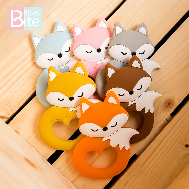 1/5pc Silicone Mini Fox Baby Pacifier Pendants Food Grade Silicone Bead Rodent Animal Baby Teether Tiny Rod Children\'s Goods Toy