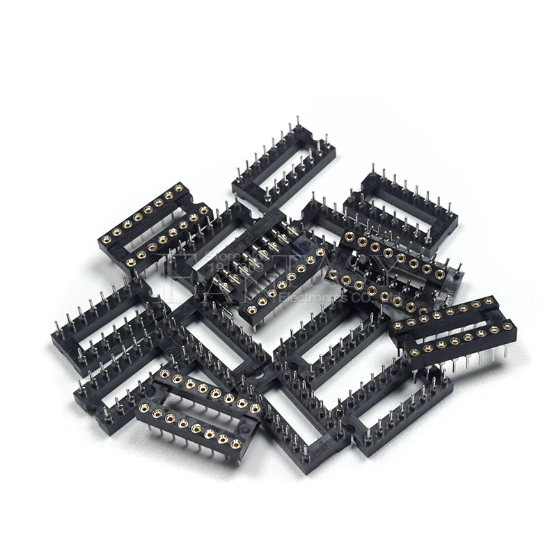 10pcs DIP-16 Round Hole 16 Pins 2.54MM DIP 2.54 DIP16 IC Sockets Adaptor Solder Type 16 PIN IC Connector