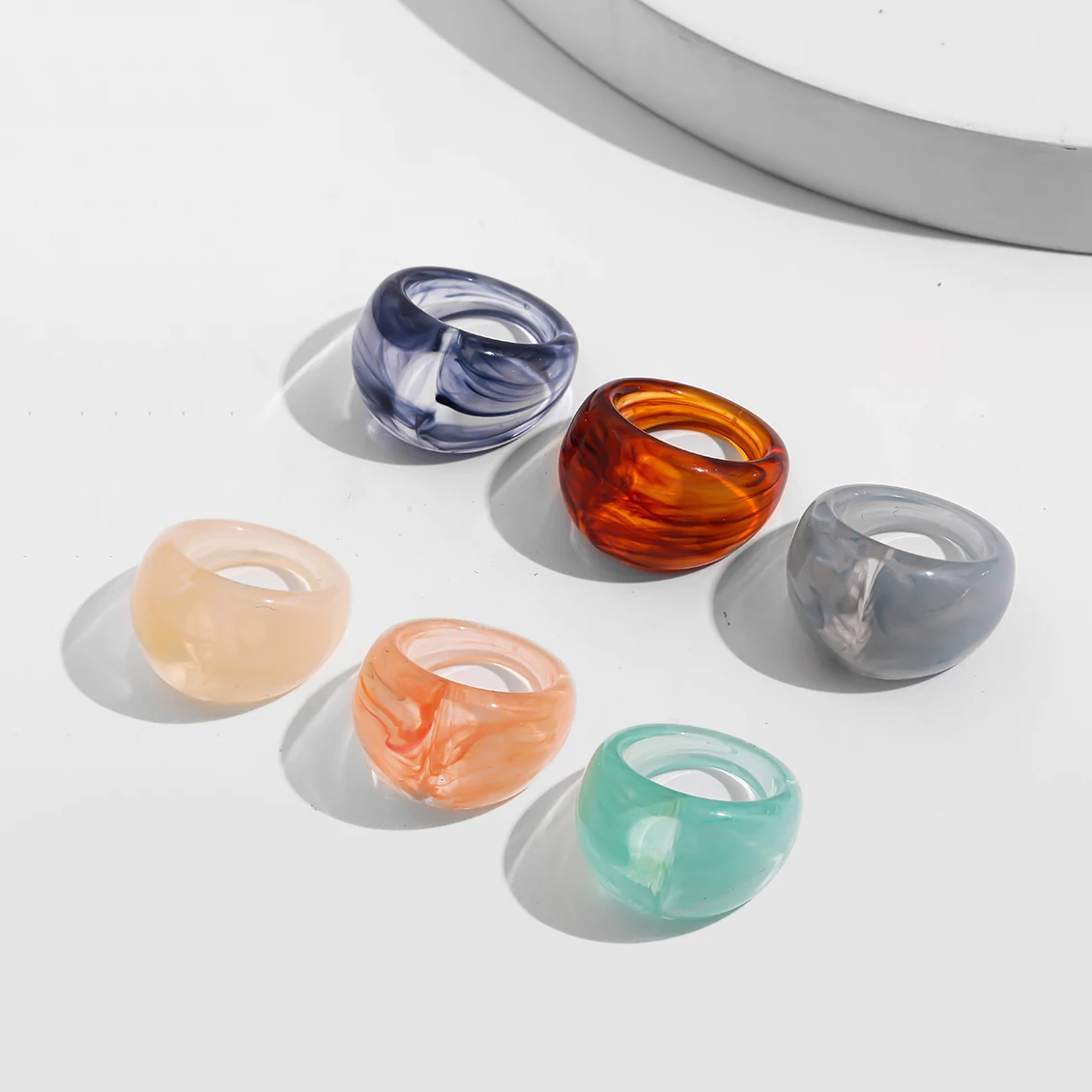 3 قطعة 2021 جديد عصري ملون شفاف الراتنج خواتم مجموعة للنساء كوريا موضة هندسية مكتنزة خواتم الجمالية مجوهرات هدايا #1