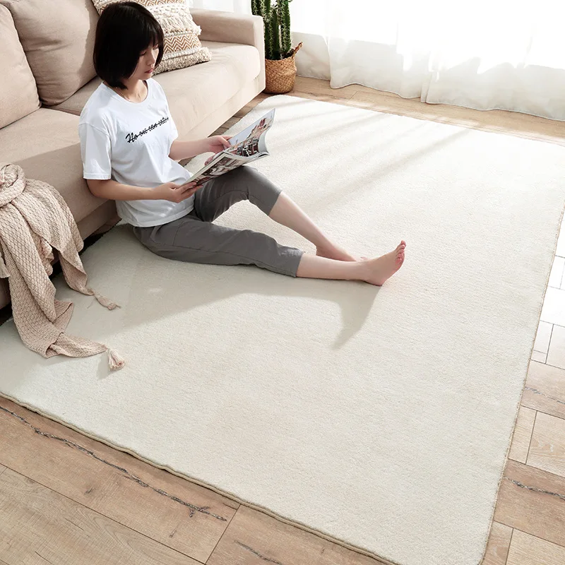 

Modern Solid Color Soft Living Room Carpet Home Bedroom Long Hallway Plush Rug Anti-skid Entrance Door Mat Bedside Blanket