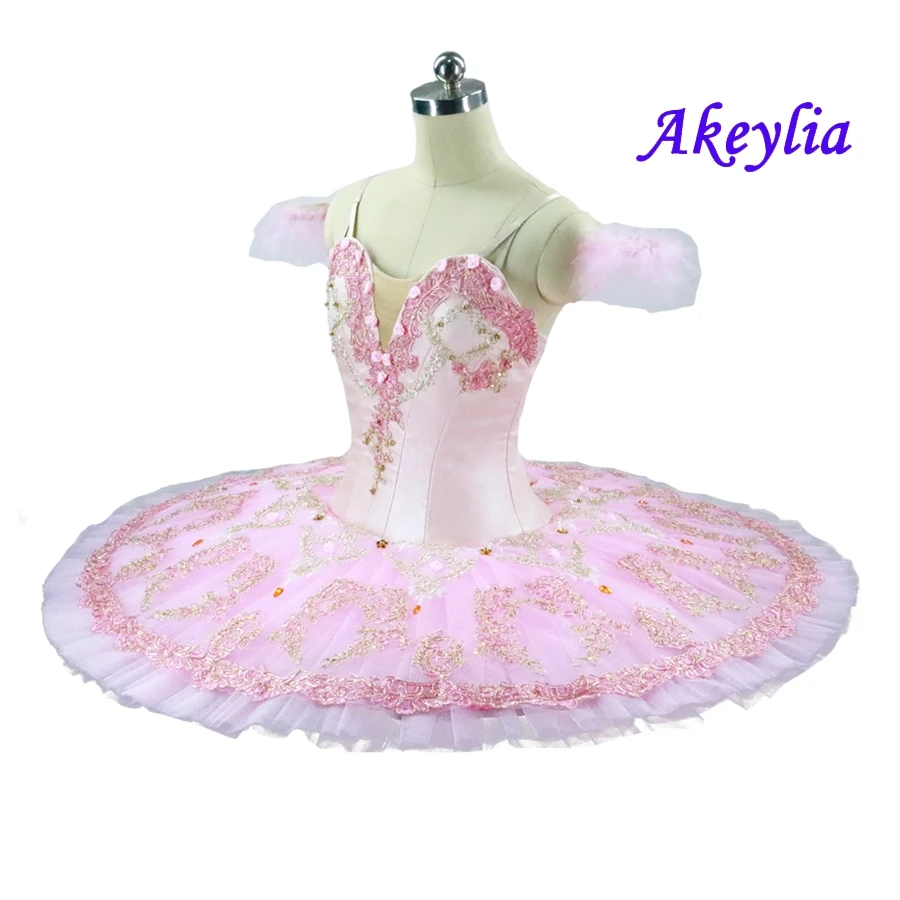 Pink ballet tutu with cute flowers professional classical tutu ballet for girls pancake nutcracker ballet tutu 11 layers JN9055