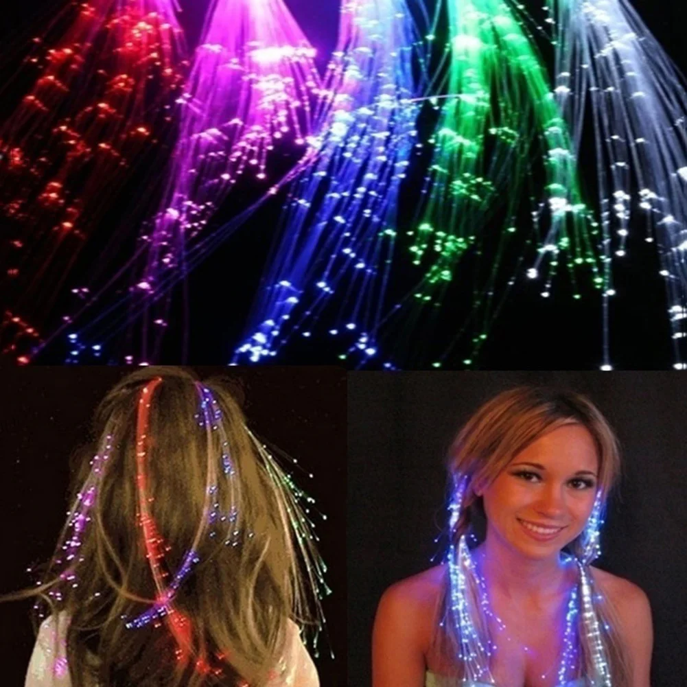 1Pcs LED Flashing Hair Braid Glowing Luminescent Hairpin Hair Ornament Girls LED Novetly Toys New Year Party Christmas 35cm