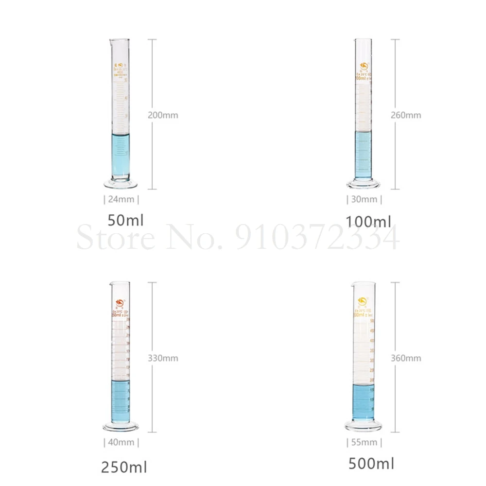 1pcs Lab Scaled Measuring Cylinder 5ml To 1000ml Thicken Glass Measurement Container Lab Supplies