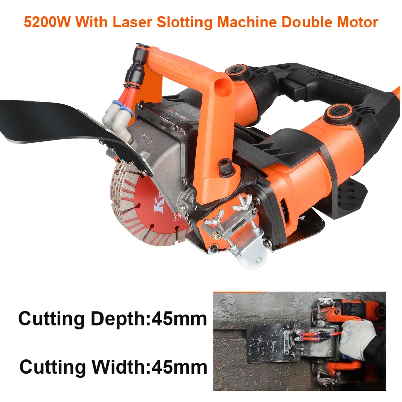 

5200W Wall Chaser Machine Electric Circular Saw Groove Cutting Machine Concrete Dust-Free Wall Groove Cutting Machine Tool