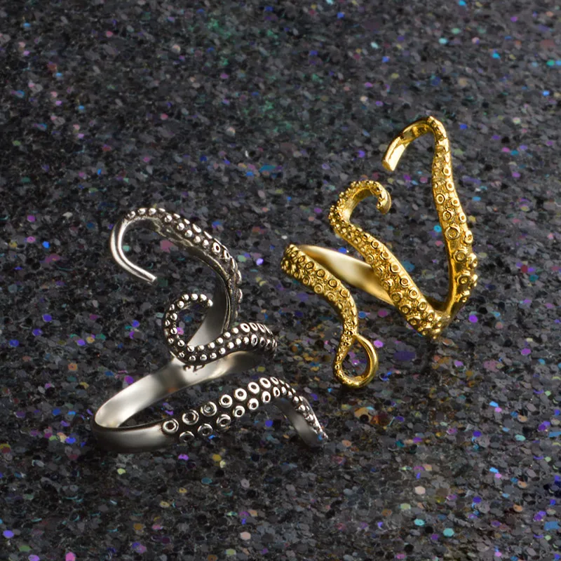Punk Octopus Tentacle Adjustable Ring for Women Men