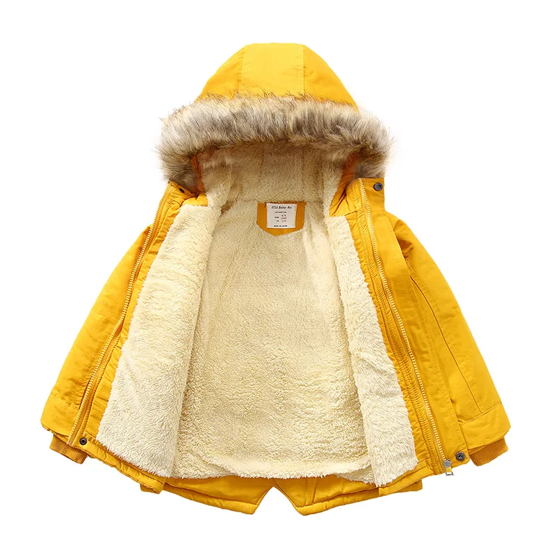 Baby Boys Denim Jacket Plus Fur Warm Toddler Children\'s winter boys cotton padded clothes baby\'s thickened cotton padded coat