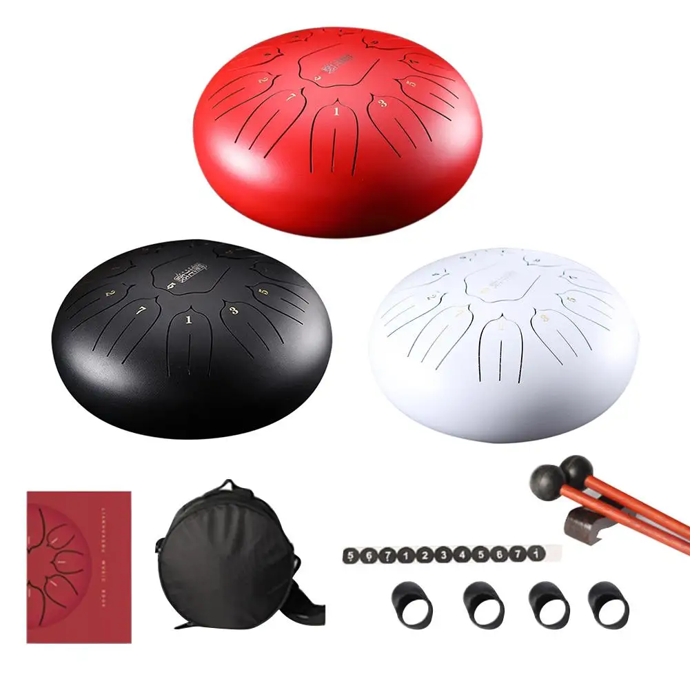 

12 Inch Mini Drum 11 Tone Steel Tongue Drum Handpan Instrument With Padded Drum Bag And A Pair Of Mallets Musical Instruments