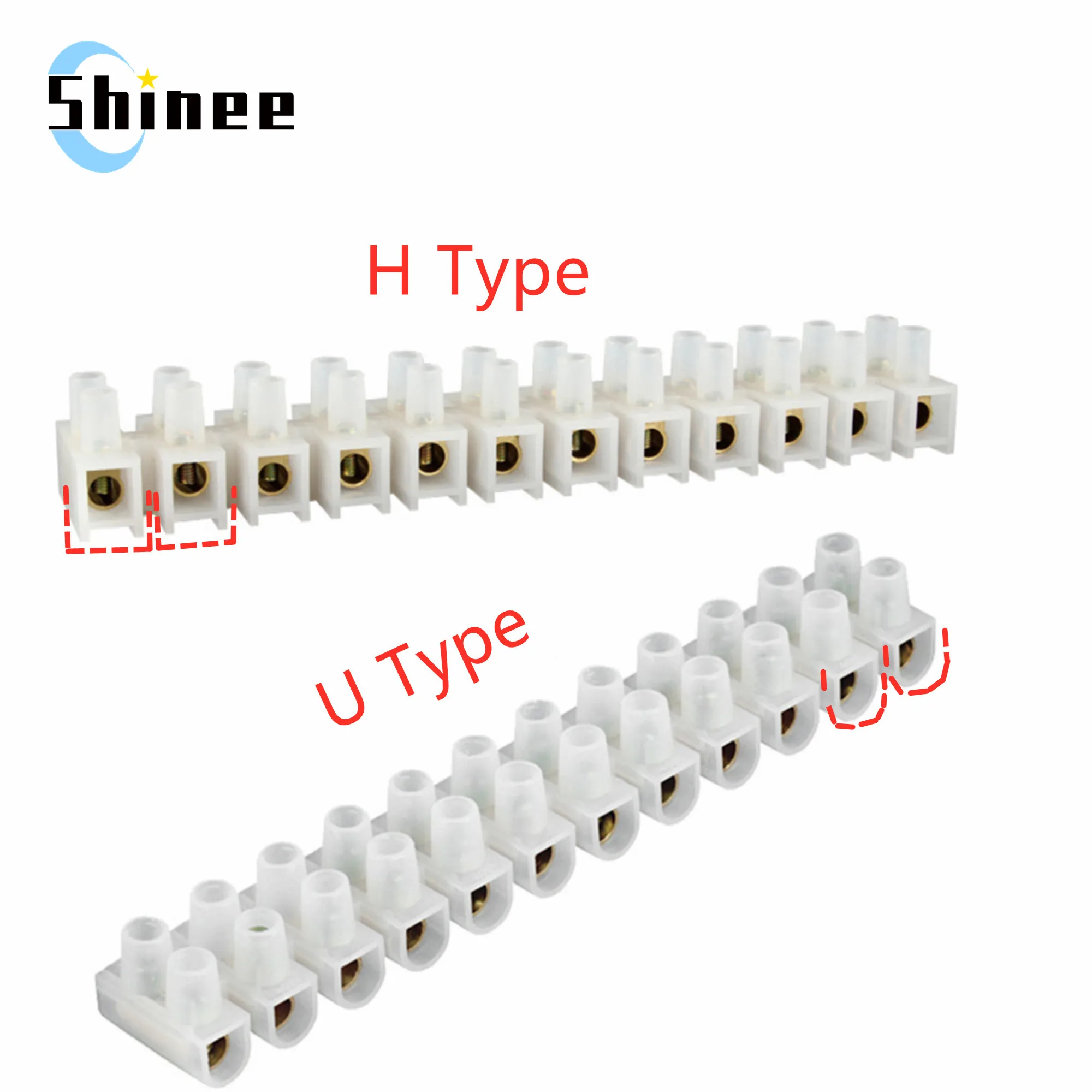 1pcs U H Type 12 Position Plastic Barrier Terminal Strip Block Barrier Screw Block Connection Strips for Electrical Wiring 3A10A