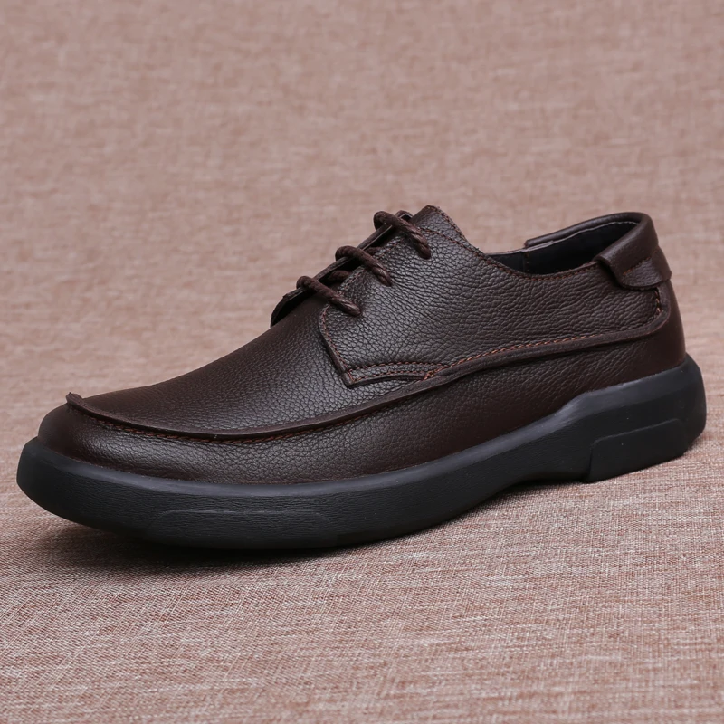 Brand Men Casual Genuine Leather Shoes Thick Soft Bottom Wear-Resistant Business Shoes Breathable Handmade Comfortable Flats