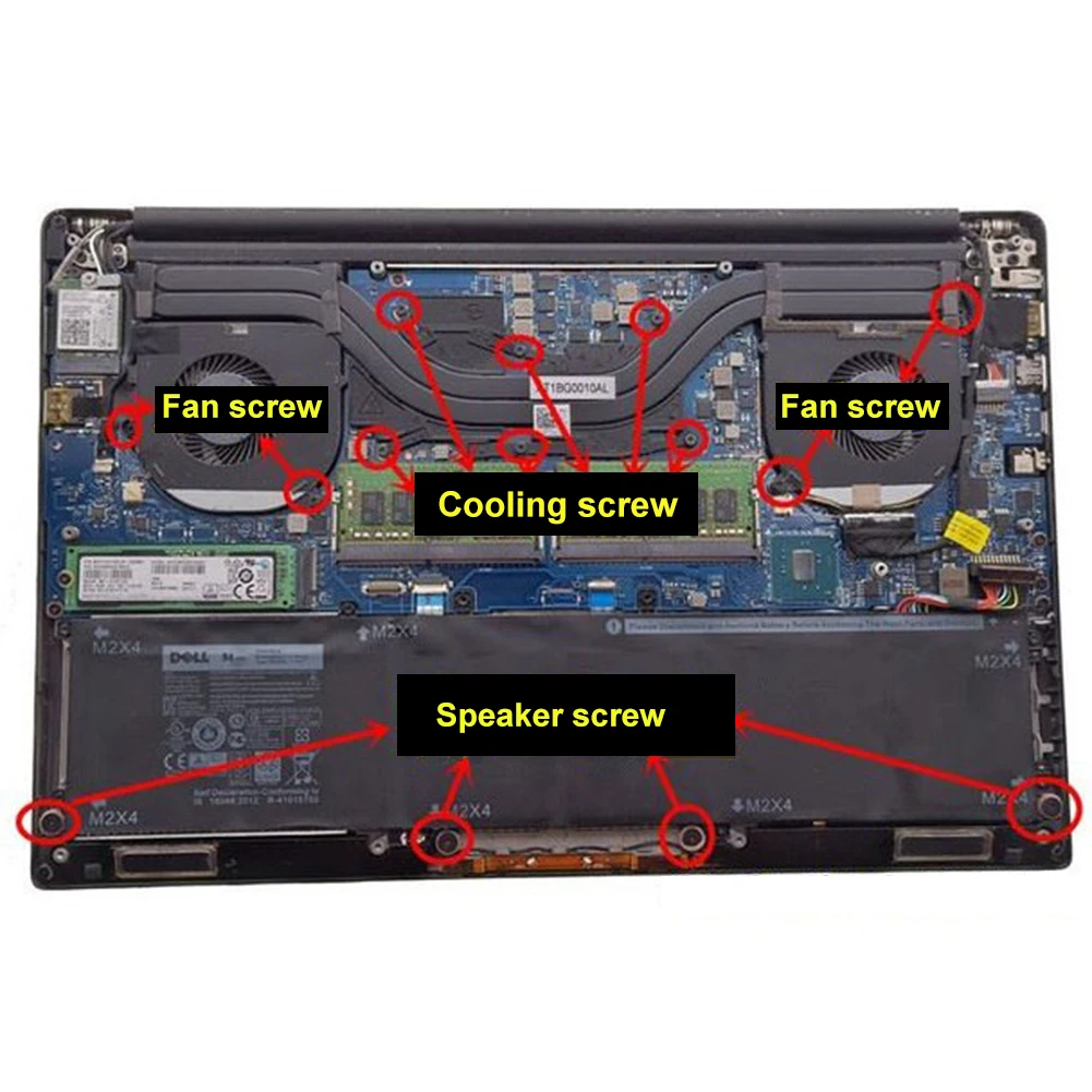 1kit Nameplate Motherboard Fan Cooling Screw for Dell XPS13 9350 9360 9370 XPS15 9550 9570 7590